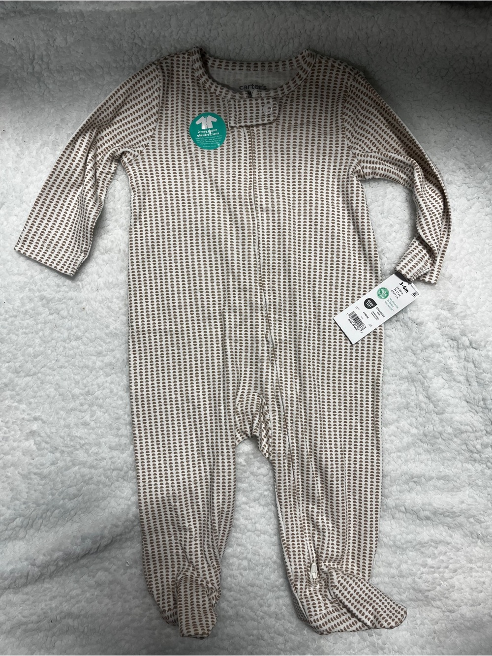 4/25$ Carter's Beige Patterned unisex Footed One-Piece for baby
